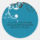 flourish; blue address stickers
