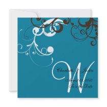 flourish; blue save the date invitation