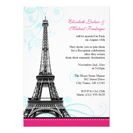 Flourish Eiffel Tower Parisian Reception ONLY Custom Invites