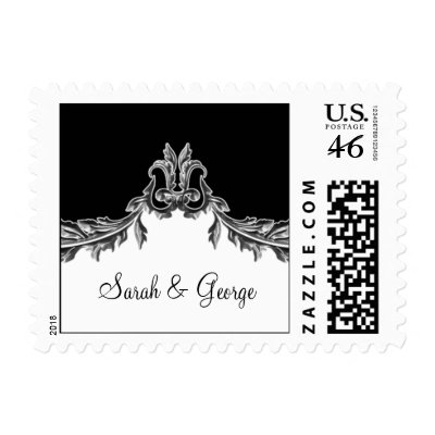 flourish gray elegant wedding stamps