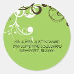 flourish; green address stickers