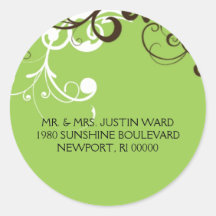 flourish; green address sticker