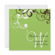 flourish; green save the date announcements