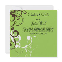 flourish; green wedding custom invites