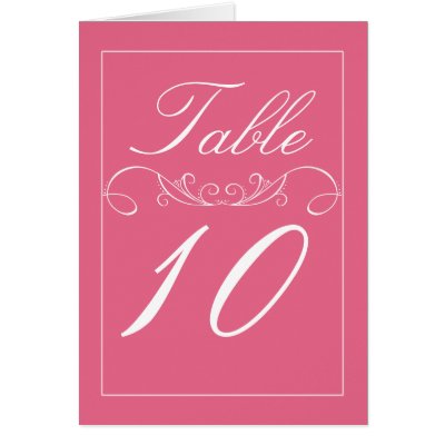 Flourish Modern Pink Wedding Table Number Cards