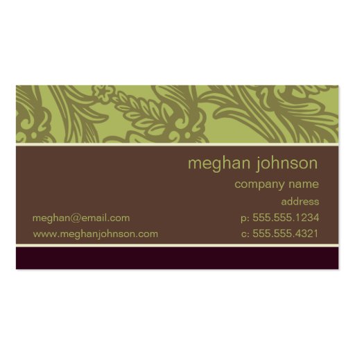 Flourish Olive Chic Business Card Template (front side)