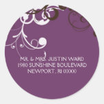 flourish; purple address stickers