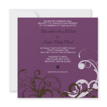 flourish; purple wedding personalized invitation