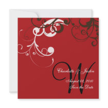 flourish; red save the date custom invitations