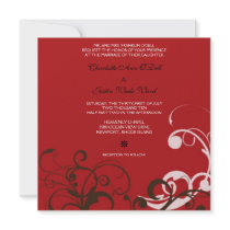 flourish; red wedding personalized invitation