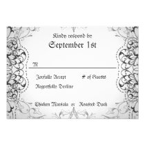 Flourish RSVP Bride & Groom Skeleton Dinner Cards Custom Invites