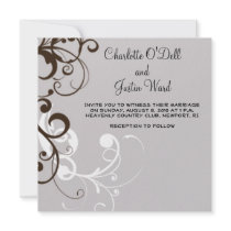 flourish; silver wedding personalized invites
