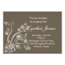 Flourish Taupe Invitation  (#INV 023) invitations