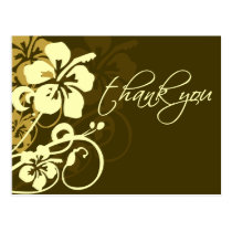 flourish, thank you, postcard, brown, hibiscus, flower, flowers, floral, art, nature, gift, gifts, Cartão postal com design gráfico personalizado