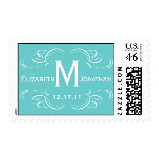 Flourish Wedding Custom Monogram Postage stamp