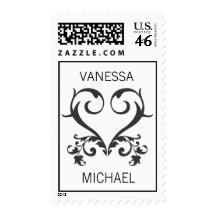 Flourished Heart Postage Stamp