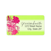 Flourishing Pink Flowers in Lime Custom Address Labels