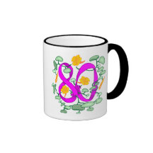 Flower 80th Birthday Gifts Mugs