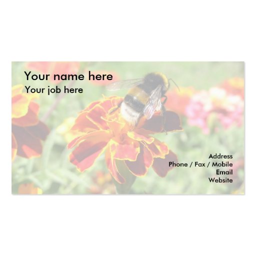 Flower Addict - Bumble-Bee Elegant Business Cards (back side)