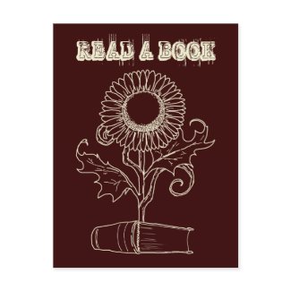 Flower and a book postcard
