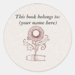 Flower and a book round stickers