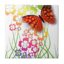 Flower and Butterfly Tile