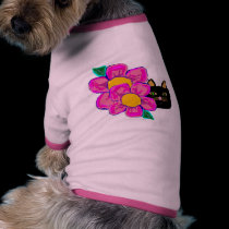 Flower and Cat Doggie Shirt pet clothing