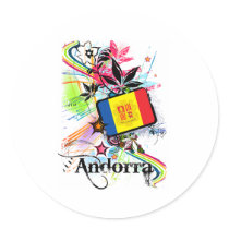 Flower Andorra Round Stickers