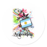 Flower Argentina Round Stickers