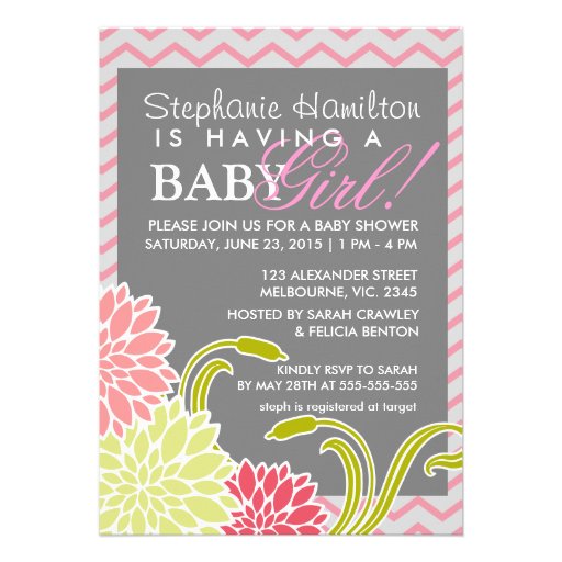 Flower baby girl shower invites