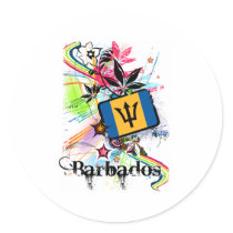 Flower Barbados Round Stickers