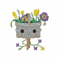 Flower Basket Birdhouse embroidered shirts by ZazzleEmbroidery Flower Basket Birdhouse embroidered shirts