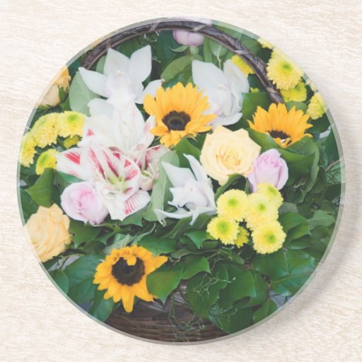 Flower basquet beverage coaster