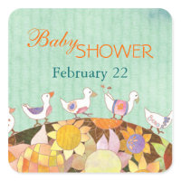 Flower Birds: Baby Shower Invitation Stickers sticker
