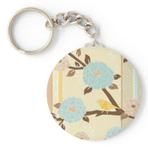 Flower Birds Design1 Keychain