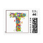 Flower Blossom Monogram T Postage