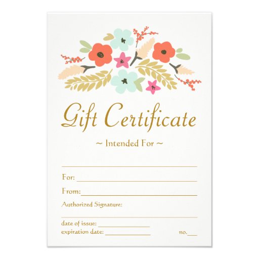Flower Bouquet Gift Certificate Personalized Announcement
