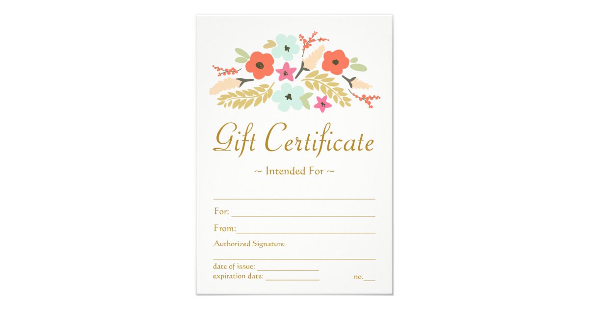 Flower Bouquet Gift Certificate Personalized Announcement