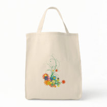 flower bunches of swirls vector tote bags