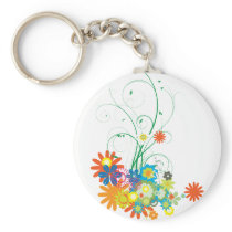 flower bunches of swirls vector key chain