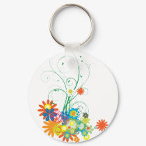 flower bunches of swirls vector keychains