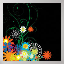 flower bunches of swirls vector poster