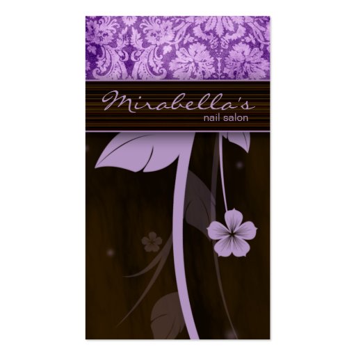 Flower Business Card Damask Purple Brown