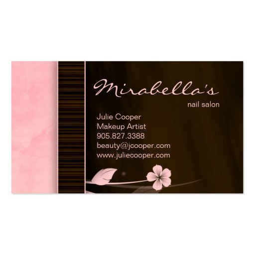 Flower Business Card Pink Chocolate Brown (back side)