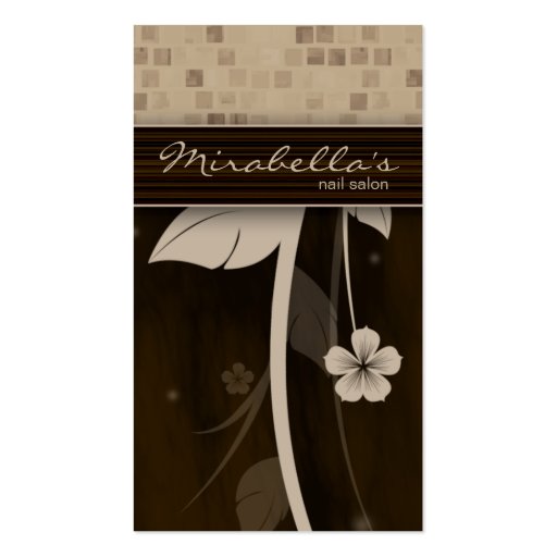 Flower Business Card Square Beige Brown (front side)