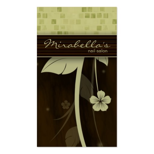 Flower Business Card Square Green Brown