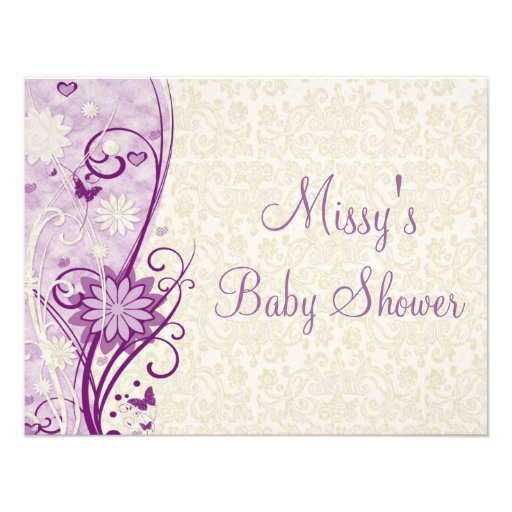 Flower & Butterfly Baby Shower Invitation