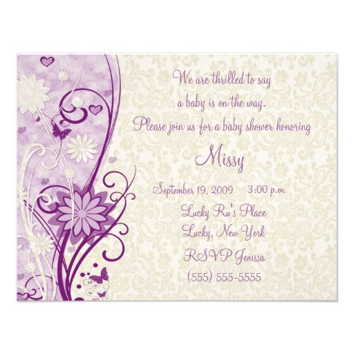 Flower & Butterfly Baby Shower Invitation