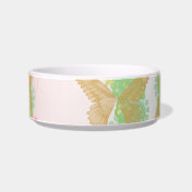 Flower & Butterfly print cat food bowl