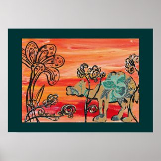 Flower Camel Print print